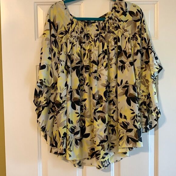 Alfani size 14 flowy top floral print with unique ruffle sleeves - Picture 1 of 7